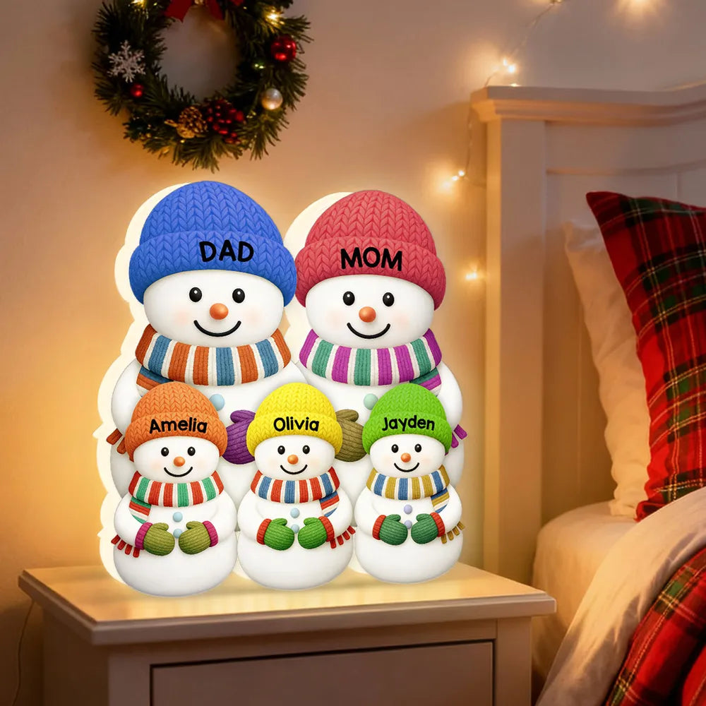 Christmas Cozy Vibe Family Dad Mom And Kids Snowman Together