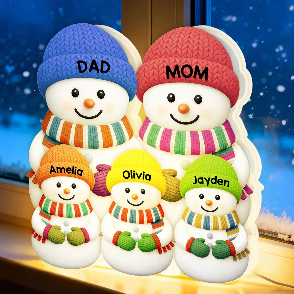 Christmas Cozy Vibe Family Dad Mom And Kids Snowman Together