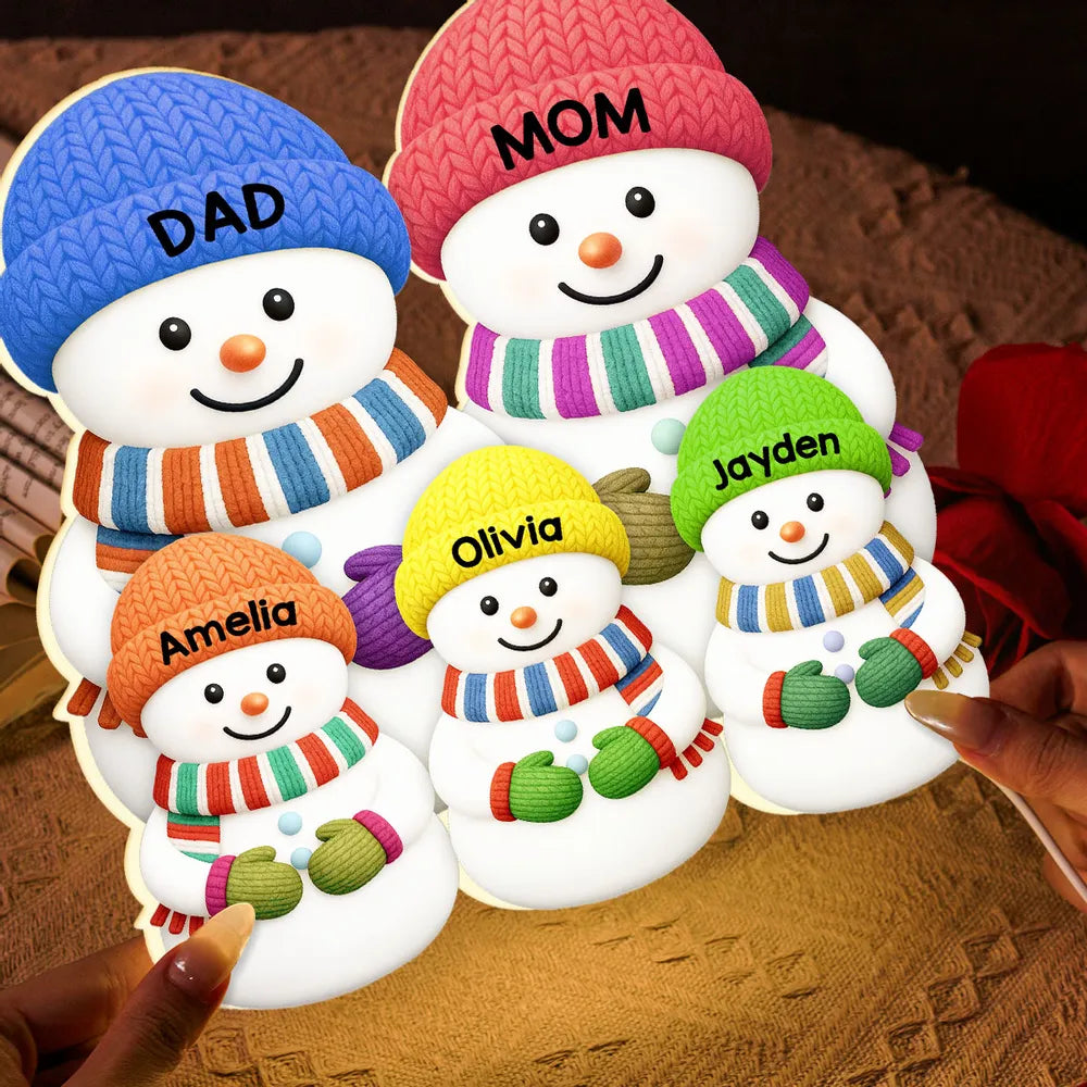 Christmas Cozy Vibe Family Dad Mom And Kids Snowman Together
