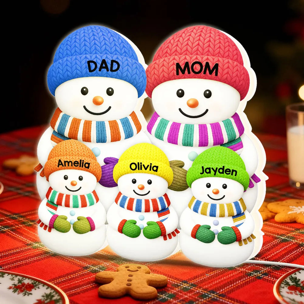 Christmas Cozy Vibe Family Dad Mom And Kids Snowman Together