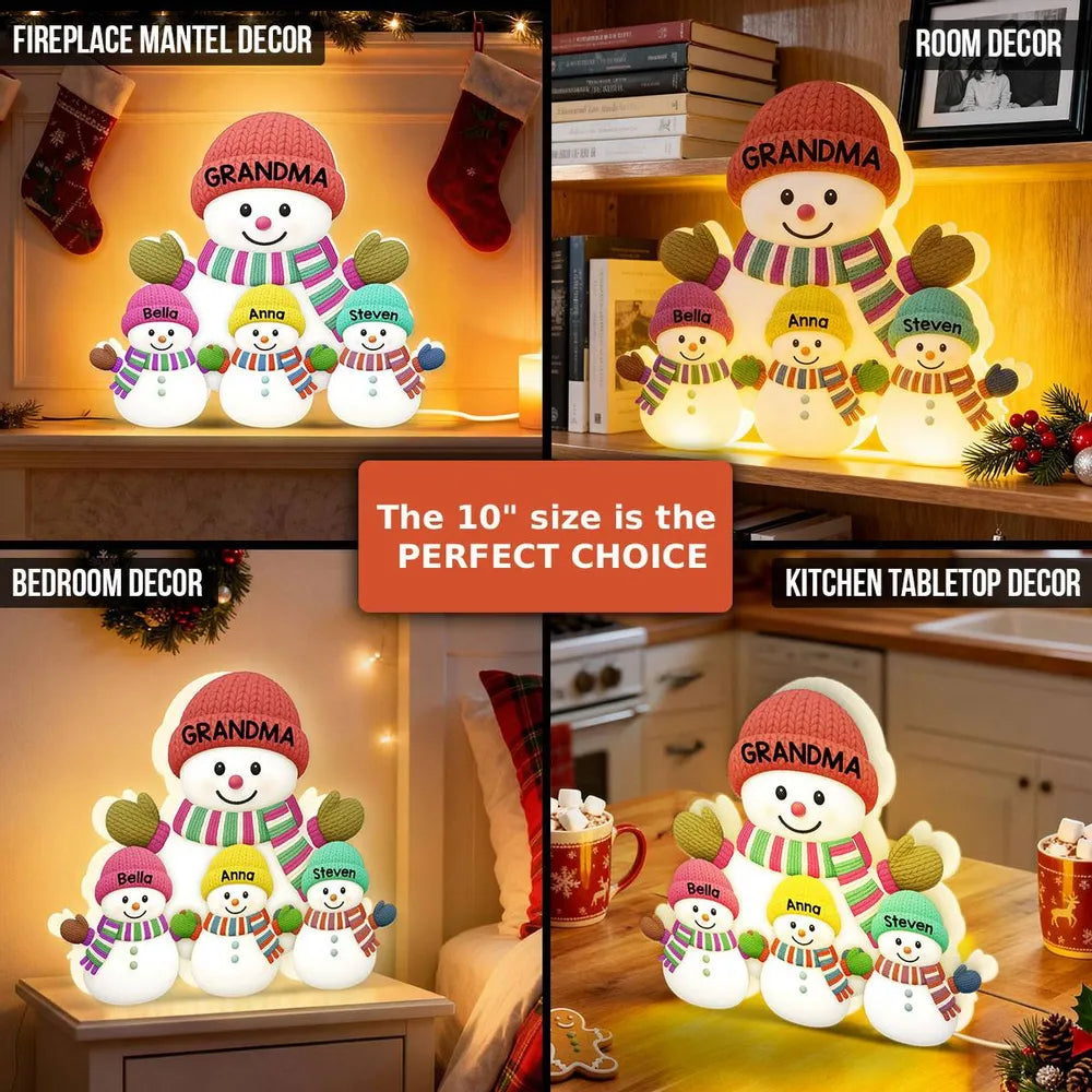 Christmas Cozy Vibe Family Dad Mom And Kids Snowman Together