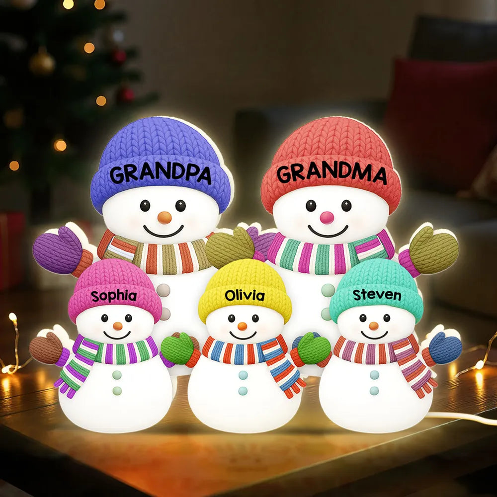 Christmas Cozy Vibe Family Dad Mom And Kids Snowman Together